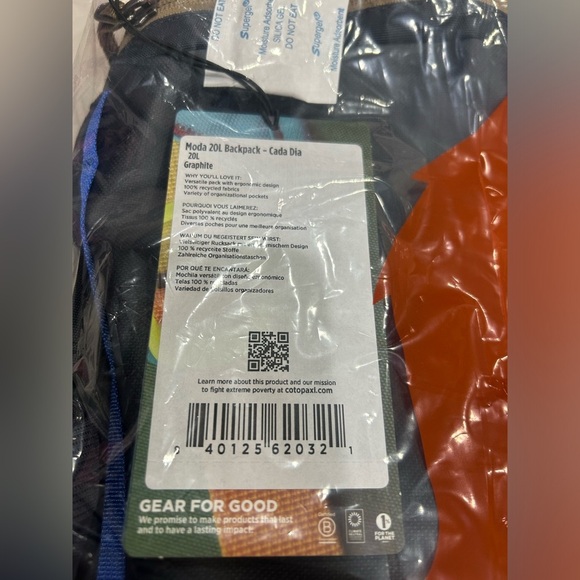 Cotopaxi Moda 20L Backpack Cada Día Graphite Cinch-top Closure Laptop Sleeve NWT - Picture 4 of 11